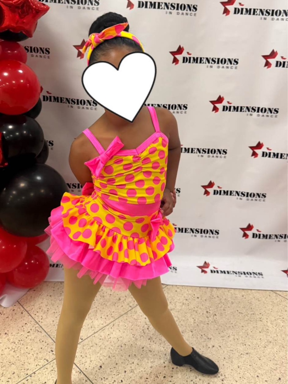 Kids Pink and Yellow Polka Dot Dance Costume